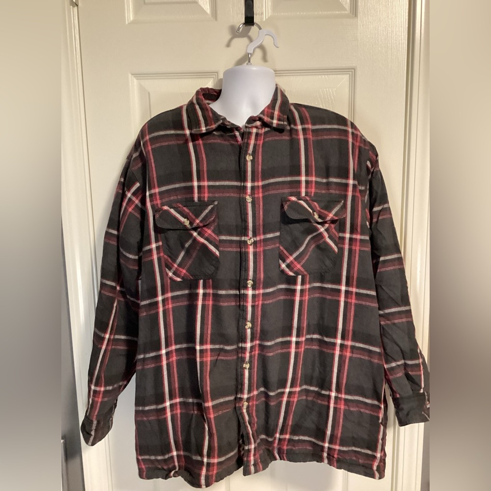 Gray and red insulated David Taylor flannel coat-size large tall